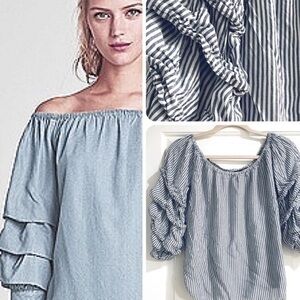 Anthropologie Velvet Heart striped triple ruffle top size M